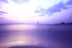 suspension bridge at dusk