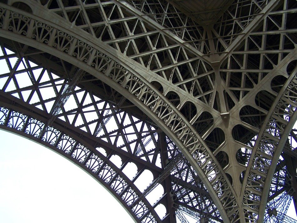 part of the metal structure on the eiffel tower, france, paris