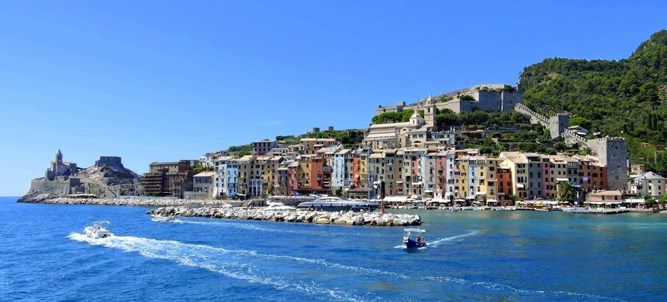 view of sea and the houses in Porto Venere, Liguria