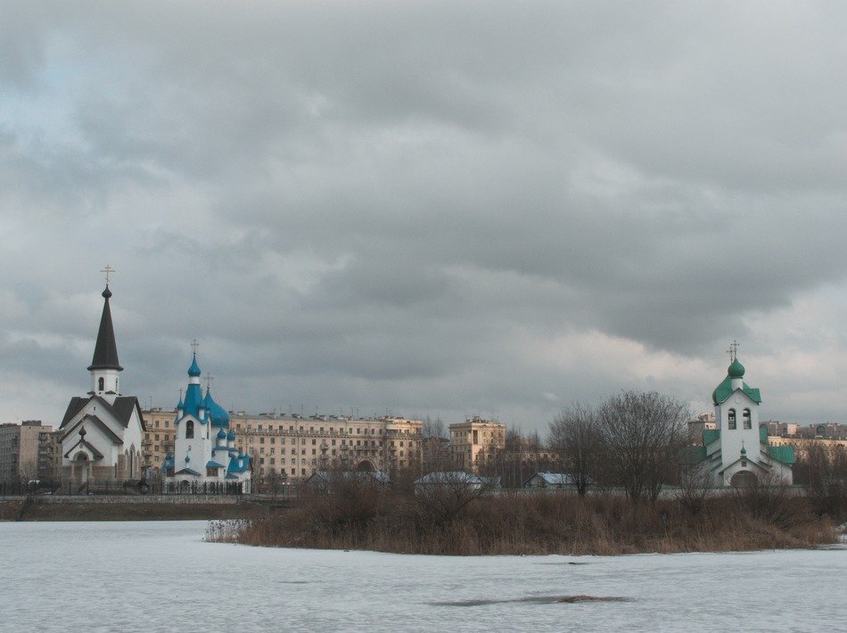 church on the winter pond