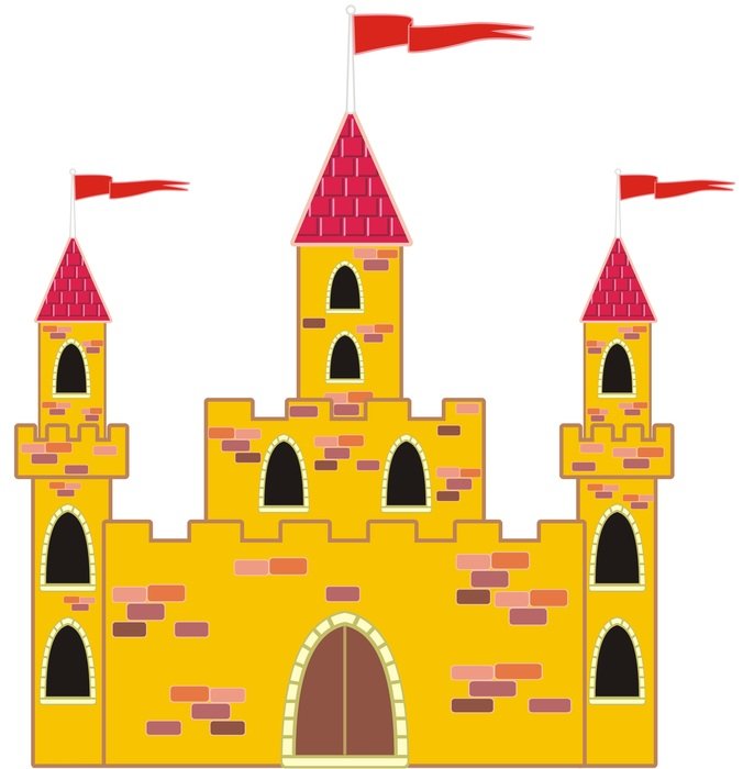 flag isolated yellow tower castle drawing