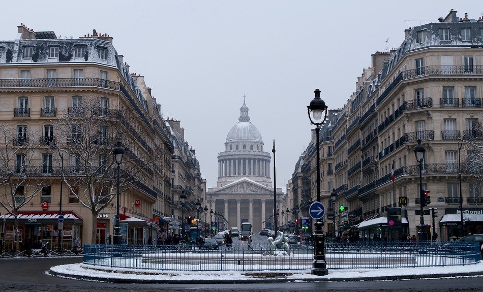 Urban street in Paris in winter