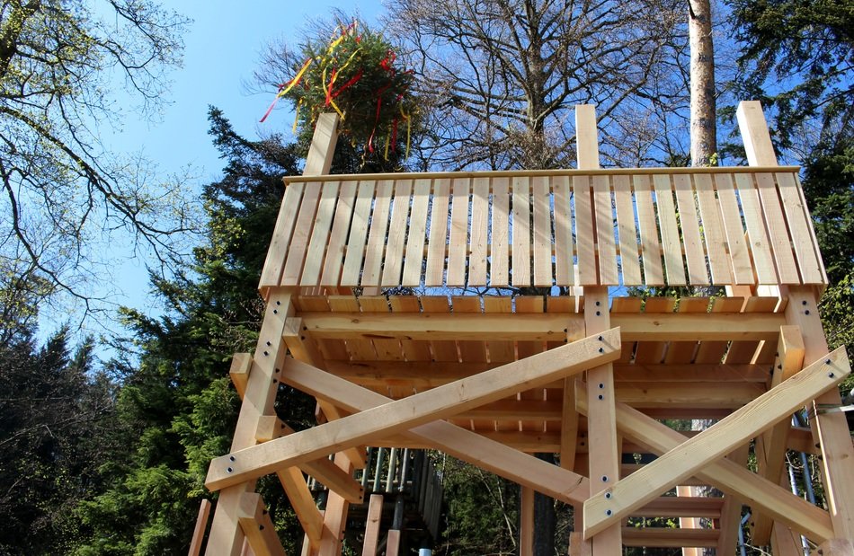 wooden structure of the observation tower