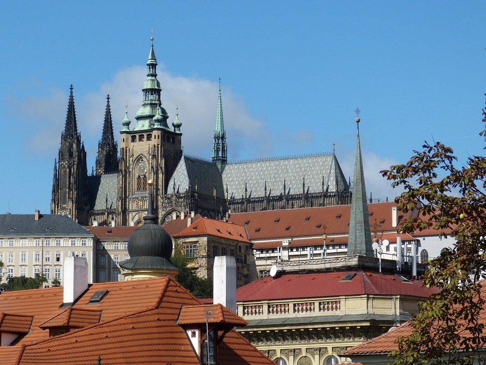 spiers over the old town in prague
