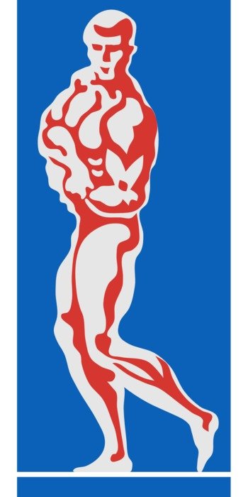 bodybuilder on the blue background as an illustration