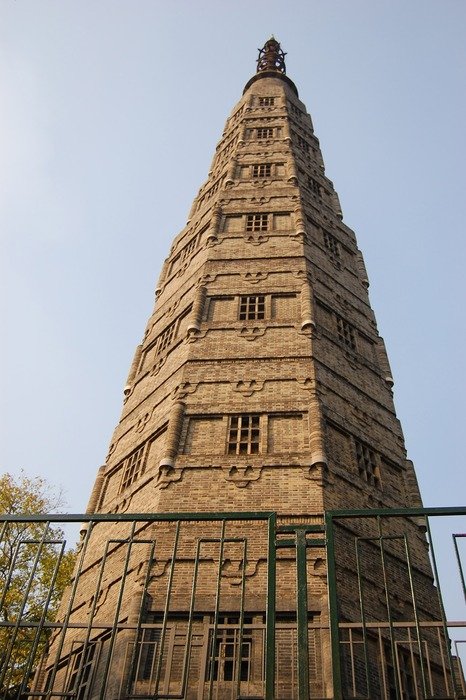 tower on blue sky background in anhui