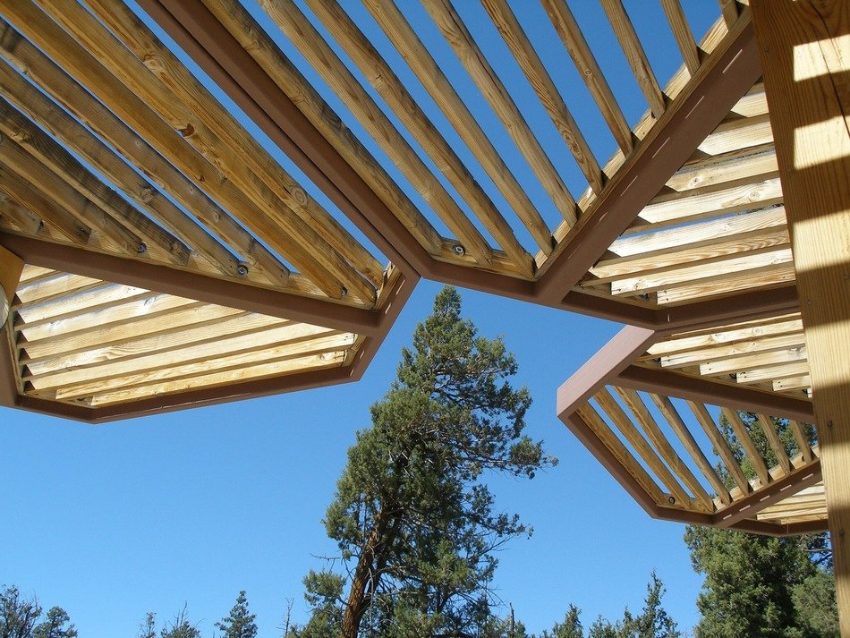 wooden geometrical angles of roof
