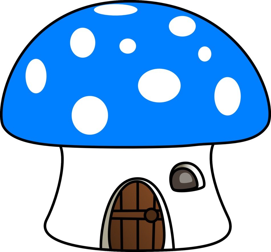 blue mushroom house as a drawing