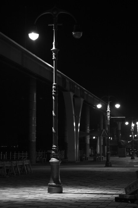 street lights on wolmido island at night