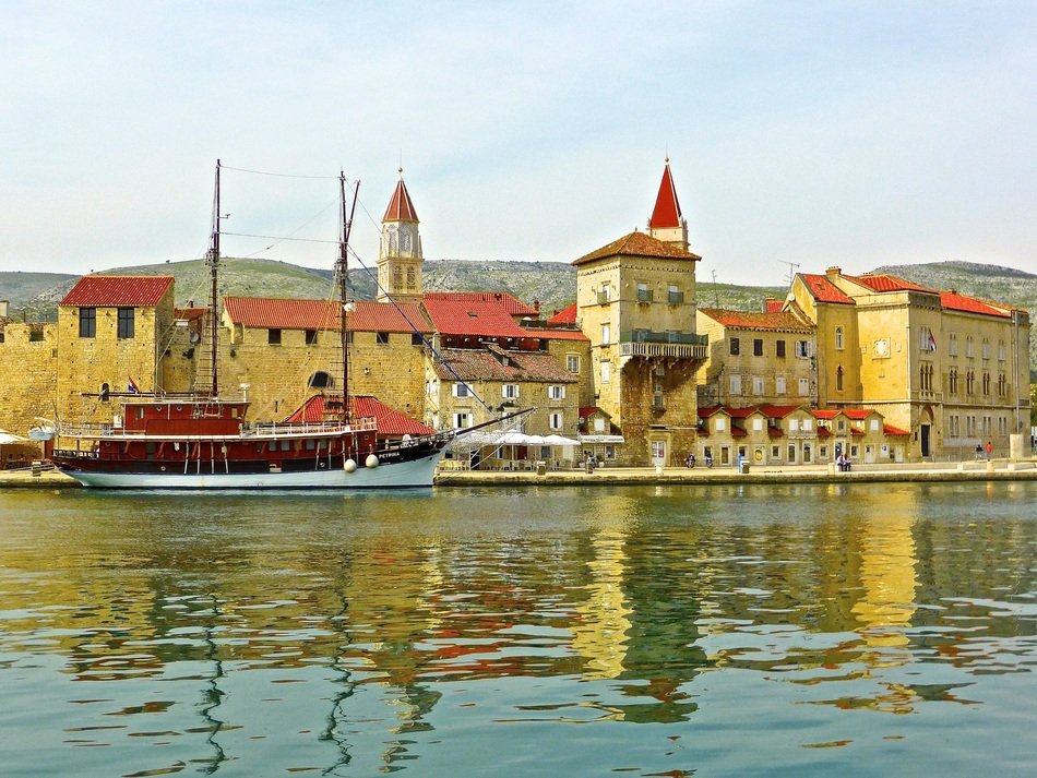 colorful buildings on the Adriatic in Trogir, Croatia