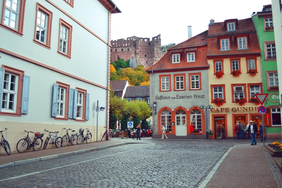 street of the old town in Heidelberg