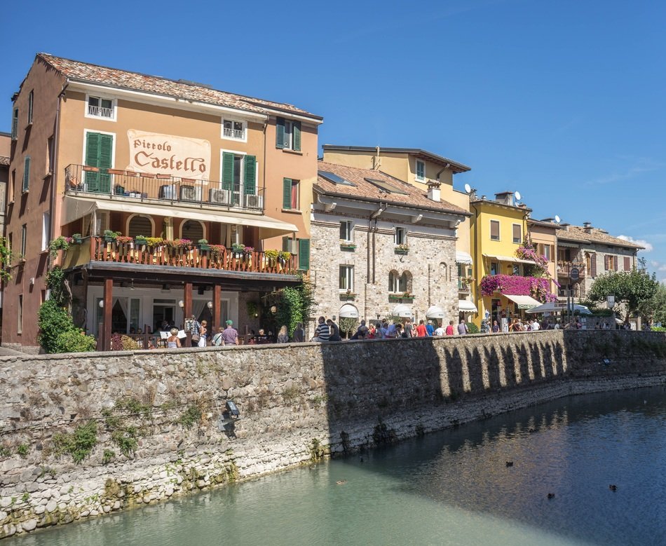 the appearance of buildings in Sirmione Italy