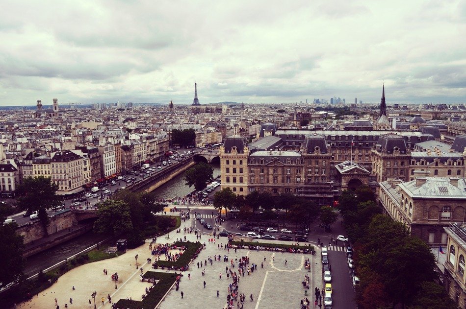 panoramic view of Paris on a gloomy day