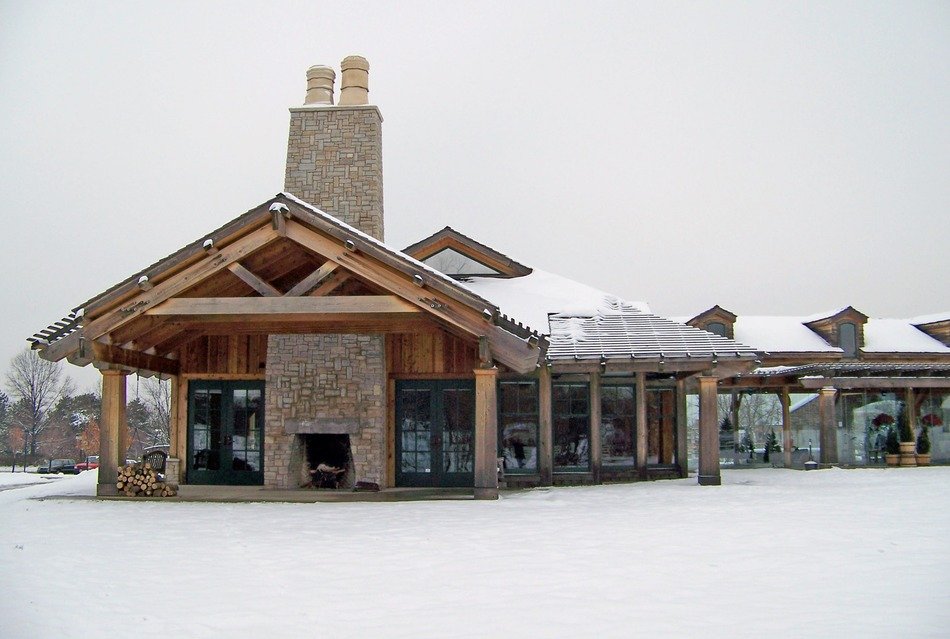 pavilions in park at winter