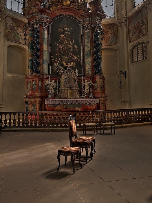 The altar in the church, Germany