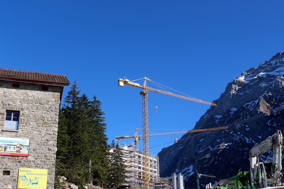 hotel at schwÃ¤galp under construction, switzerland