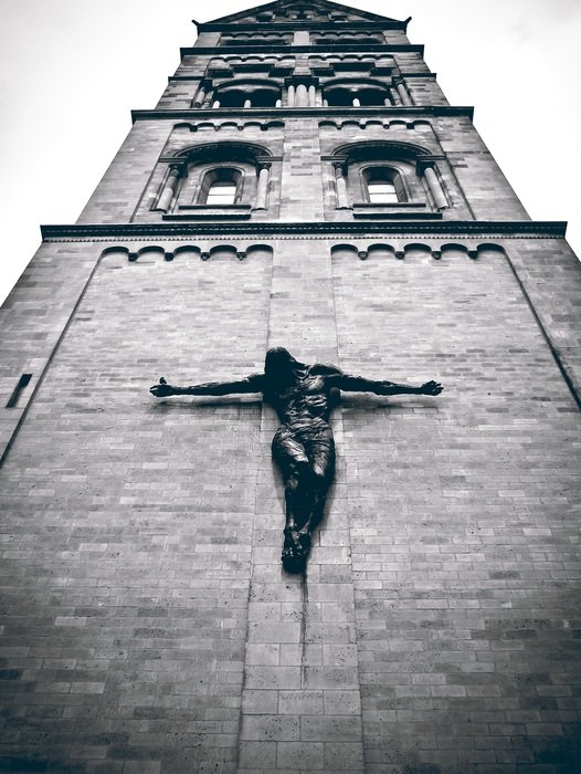 Christ figure on the bell tower