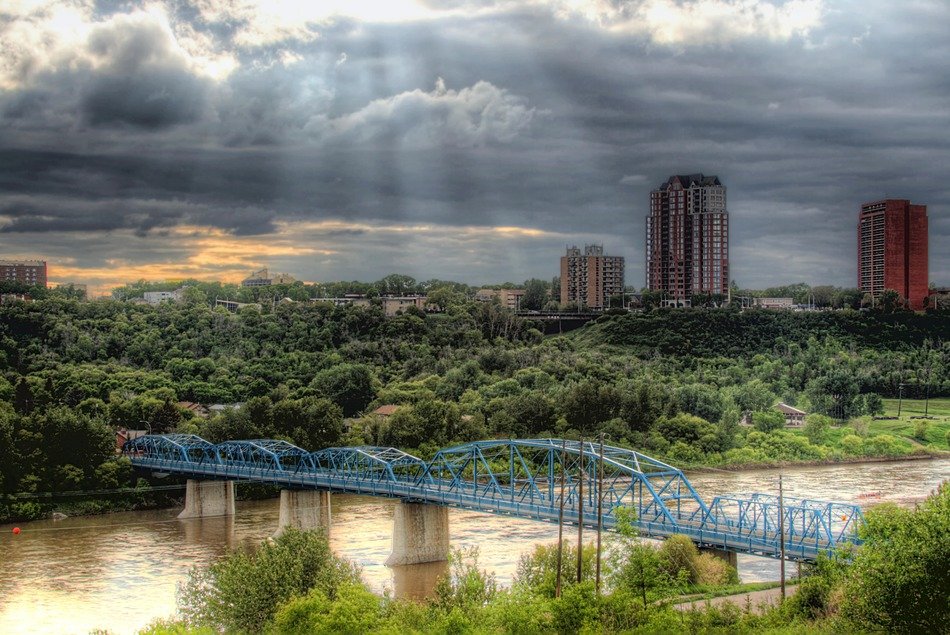 Bridge on the background of the cityscape of Edmonton