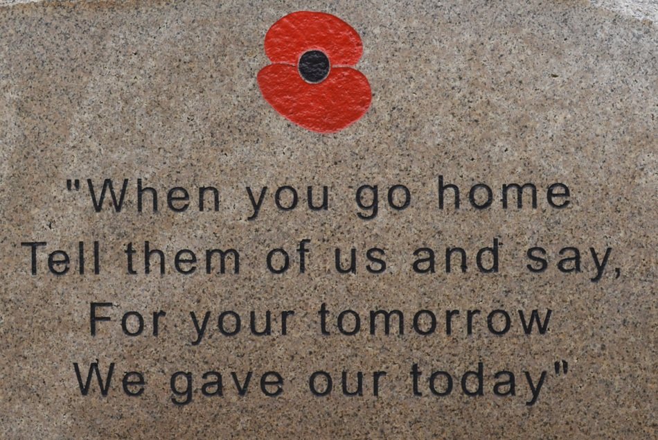 inscription on the monument and the image of poppy