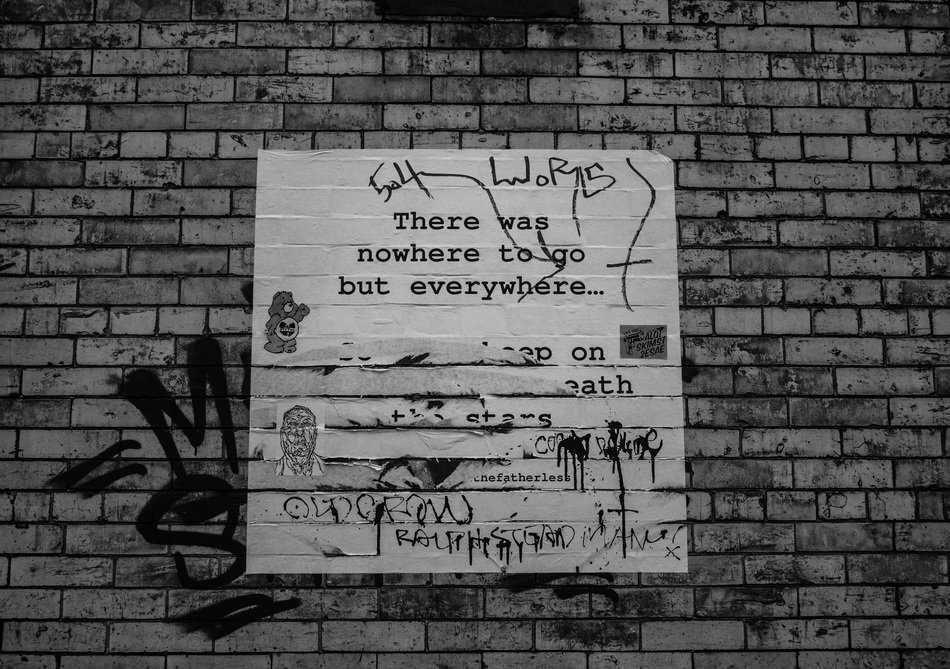 Brick wall with poster in Brooklyn, United States free image download