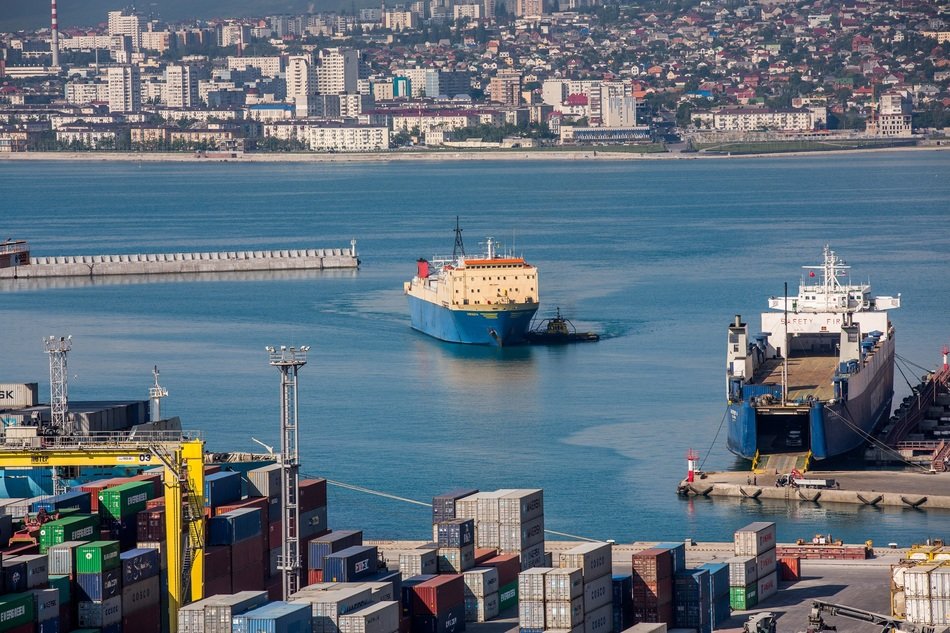 cargo port in view of city, russia, Novorossiysk