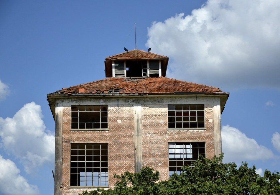 abandoned house with big widows