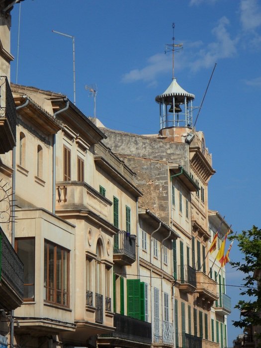 Panorama of old buildings in Llucmajor in Mallorca, Spain