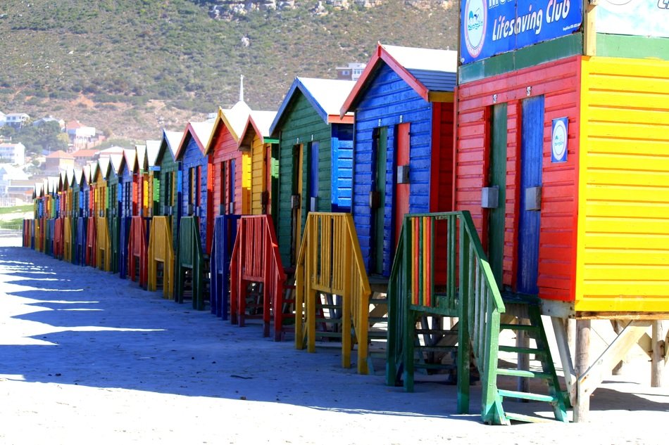 colorful beach cabins in South Africa