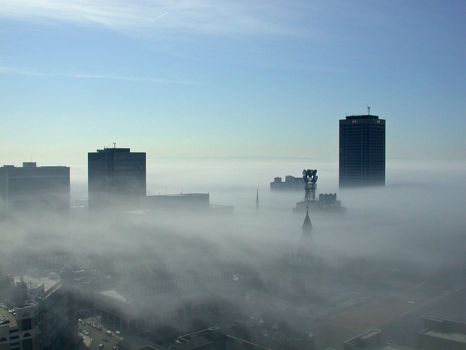 new york city in the fog