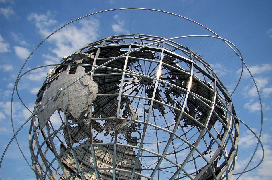 metal monument globe in the park