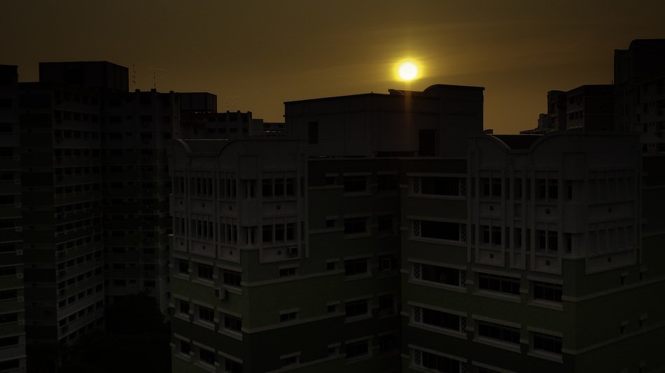 modular homes in Singapore at dusk