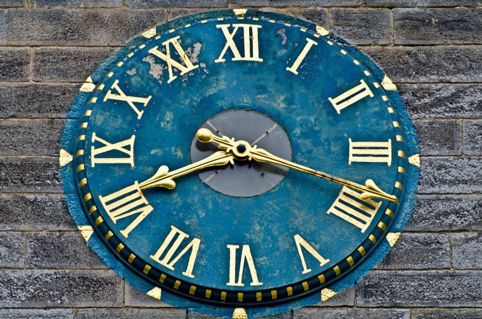 blue clock face