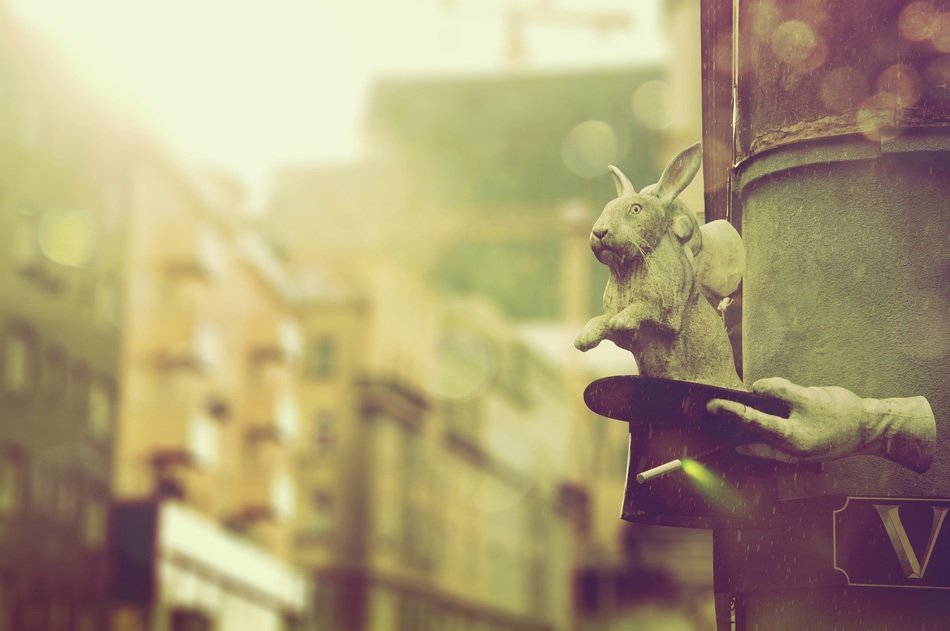 Monument of magic with a rabbit in Vienna