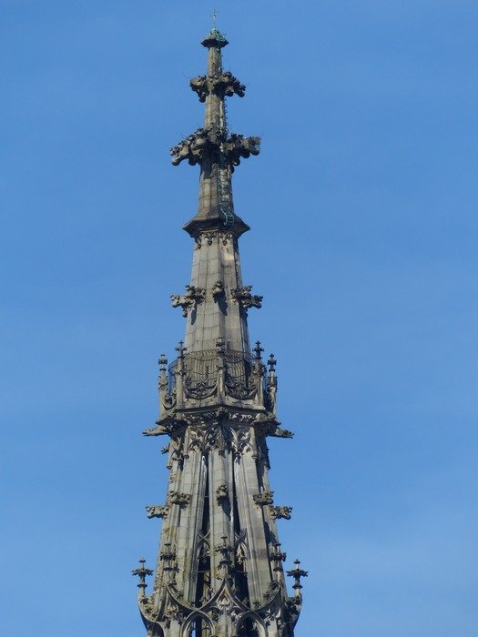 The spire of the tower of the cathedral in Ulm