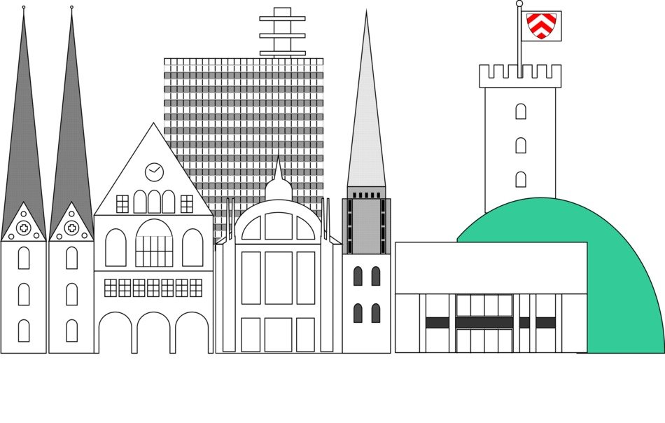 drawing city panorama on a white background