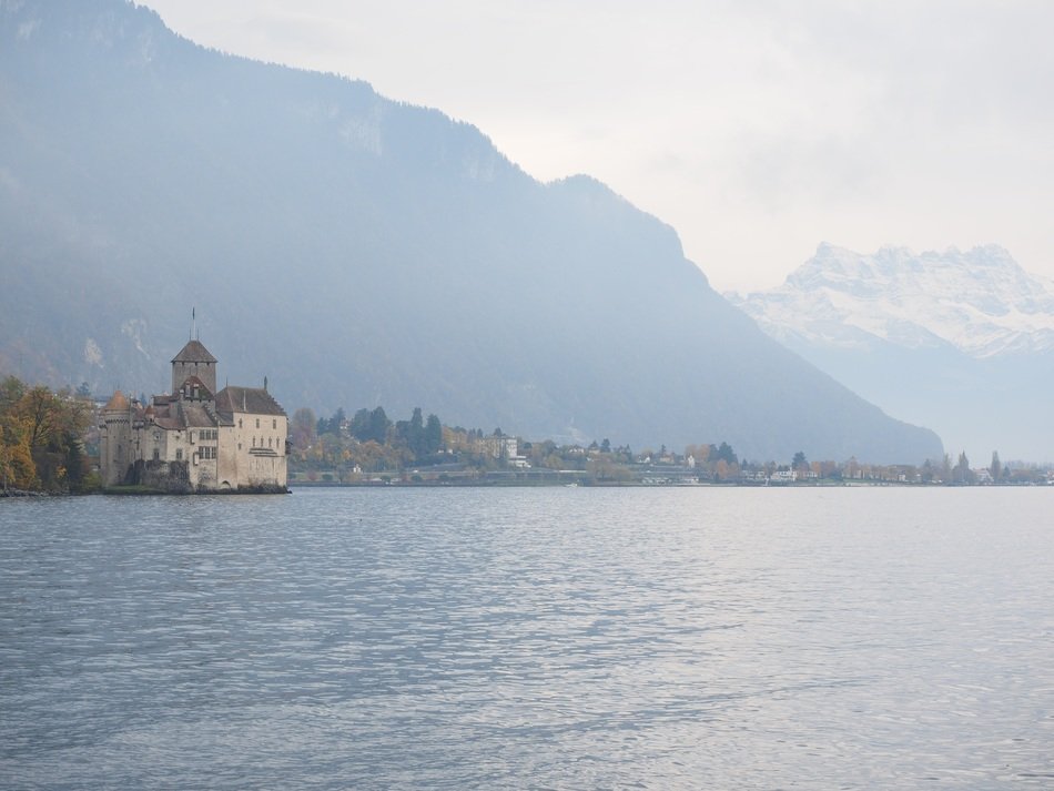 Castle on the lake in Geneva