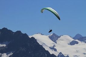 Paraglider over the Alps in Switzerland