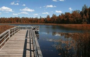 wooden jetty on the lake in Wisconsin