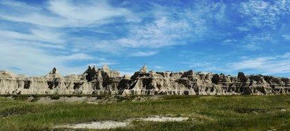 panorama of gray mountains and clear sky