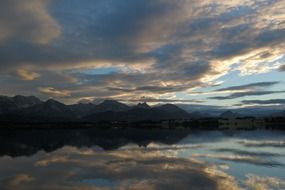 mountain reflections in the lake panorama