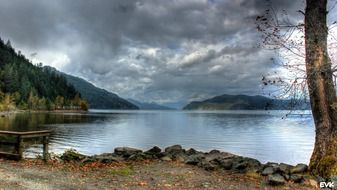 lake rocks landscape wilderness