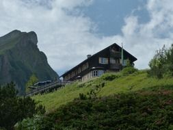 landsberger hut at mountain, austria, allgäu