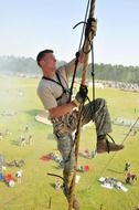 man training climbing