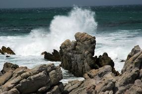 splashing waves near the stones
