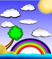 picture with a rainbow and clouds