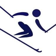 Clipart of sign with the image of a skier