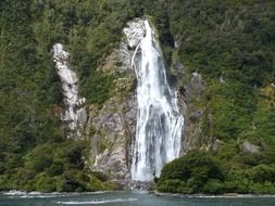 Waterfall on the slope, new zealand