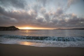 sea waves sunset sand beach