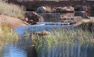 Landscape of rocks in a water