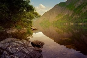 clear quiet river in the mountains